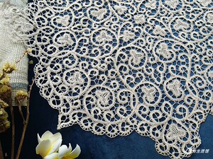 细线蕾丝收藏品绣花手工编织青州府花边桌布旗盖巾盘餐垫装饰抽纱