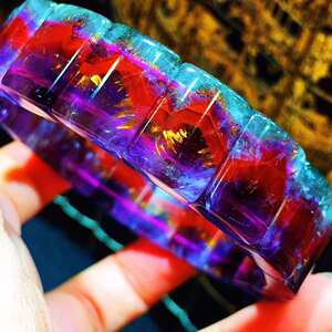 天然极光23紫钛晶水晶手排手牌手链手串