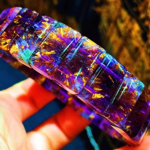 天然极光23紫钛晶水晶对对花手排手牌手链手串