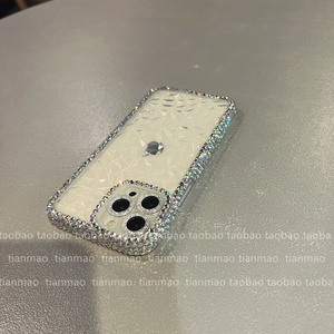 透明钻石纹适用苹果14 13pro max手机壳iPhone12/11时尚靓丽x xr xsmax手工闪钻7 8p se2代新款创意6s全包壳