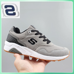 斯凯奇男鞋真皮s标复古跑鞋春秋季女鞋休闲运动鞋旅游鞋飞织网鞋