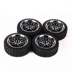 现货1/10比例拉力赛汽车橡胶轮胎 电镀塑料轮毂轮圈越野车配件