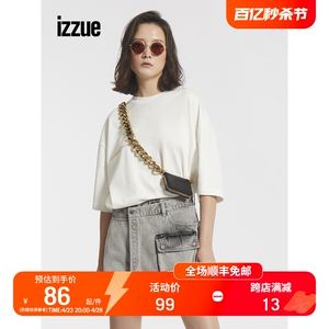 izzue女装短袖T恤夏季潮流帅气半袖照片印花1161U1G