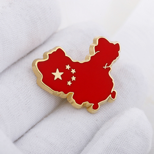 新款中国地图版图胸章中国旗帜胸针创意爱国金属五星红旗徽章