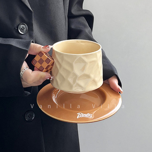 欧式咖啡杯碟套装高档精致英式下午茶魔方咖啡杯子马克杯设计小众