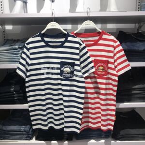 班尼路2021夏季新款航海王联名条纹刺绣短袖t恤男海贼王88102021