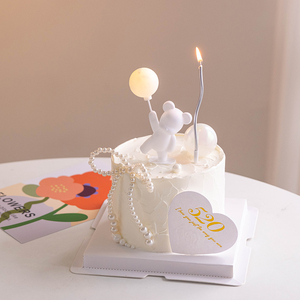 520情人节发光气球小熊蛋糕装饰摆件节日快乐插件爱心卡片插牌