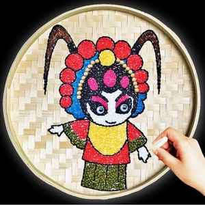 五谷杂粮diy粘贴画谷物手工材料包豆子簸箕画作品种子创意竹筛匾