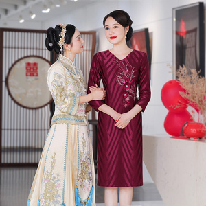 妈妈礼服平时可穿喜婆婆婚宴装儿子结婚高贵洋气丈母娘婚礼服喜服