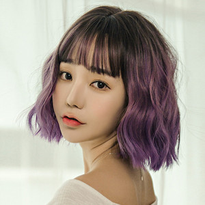 紫色短发假发