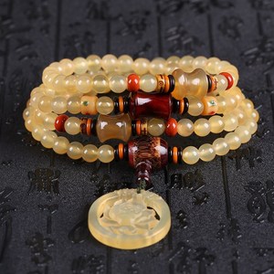 天然藏传羚羊角108颗佛珠男女项链f手链羊角莲花竹节小叶紫檀竹节