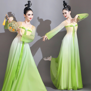古典舞演出服女飘逸中国风新款茶艺舞蹈服装汉唐汉服古筝表演套装