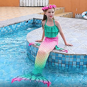 美人鱼衣服儿童鱼尾 女孩公主裙子人鱼海滩套服装美人鱼游泳衣