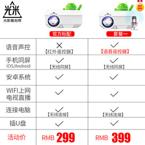 光米2019新款家用微小型投影仪手机同屏无线智能