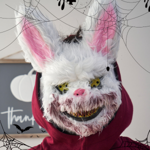 jk恶魔兔子面具全脸恐怖血腥头套万圣节毛绒可爱拍照道具狼人杀