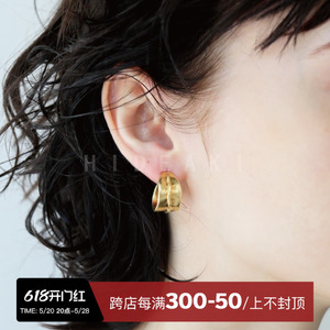 TEN日系不规则宽边圆圈耳钉设计感松本惠奈clane夸张925纯银耳环