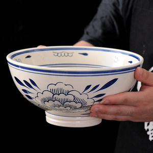 陕西大面碗陶瓷商用面馆餐具特大网红高脚加厚防烫八大怪油泼面碗