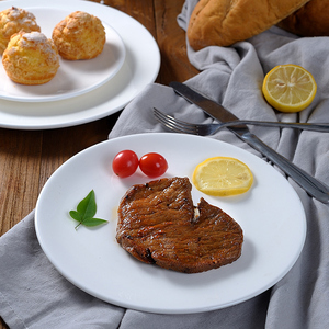 纯白陶瓷牛排盘家用菜盘子骨碟浅平盘西式餐具圆形酒店盘厂家直销