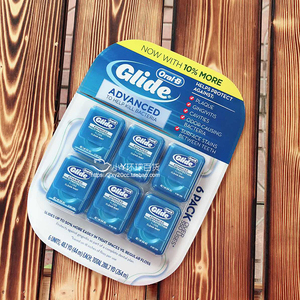 美国购 oral-b欧乐b glide floss薄荷味牙线深层清洁 6小盒 现