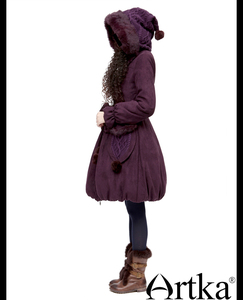 阿卡家小女巫冬装麂皮绒中长款加厚保暖棉衣棉服棉袄外套MA10621D