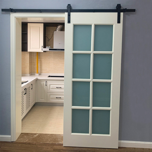 定制北欧厨房谷仓门玻璃隔断门推拉门卫生间古仓门带锁吊滑镜子门