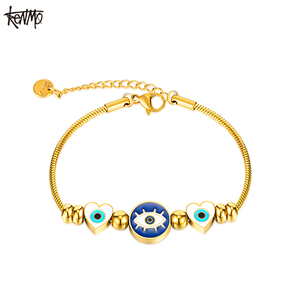 kenmo肯默ins风恶魔之眼手链潘多拉心心相印女手饰品轻奢细条手环