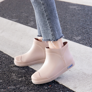 卡其短筒雨鞋女时尚成人韩版平底水鞋轻便柔软厨房家用专用工作鞋