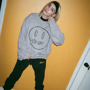 drew笑脸印花贾斯汀比伯ins上衣fog高街套头圆帽卫衣男女潮牌长袖