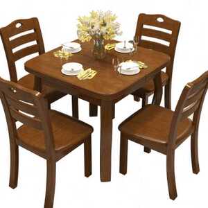小户型餐桌椅组合简约现代全实木歺桌可伸缩折叠橡木餐桌家用饭.