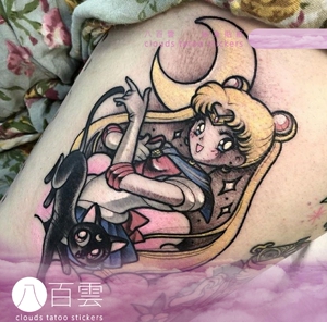 八百云 清泉 日系彩绘美少女战士花臂纹身贴纸