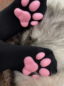 骷髅玫瑰3d肉垫猫爪袜lolita洛丽塔丝袜过膝长筒立体可爱性感丝袜