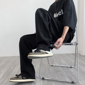 美式oldschool裤子高街潮ins设计感开叉阔腿裤男高个子180超长裤