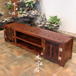 木江君 老船木电视机柜新中式古典实木客厅影视柜轻奢原木落地柜