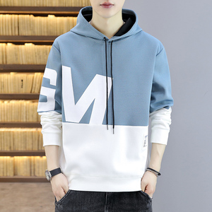 连帽卫衣男高中大学生校园风小清新运动上衣拼色休闲春夏长袖男装