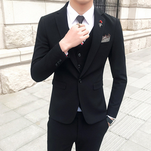 新郎装结婚男士西装套装韩版修身帅气西服伴郎服装英伦婚礼三件套