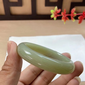 纯天然新疆和田玉黄口料黄玉手镯玉镯黄玉镯子54圈口带证书