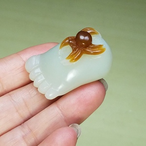 纯天然新疆和田玉且末料糖白玉知足常乐玉坠挂件男女款带证书