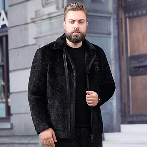 冬季大码男装宽松休闲仿貂毛外套胖子夹克加肥加大胖佬保暖上衣潮