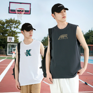 男士t恤纯棉无袖运动背心马甲美式夏季宽松健身跨栏学生篮球坎肩