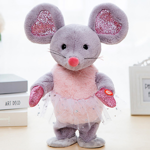 老鼠毛绒玩具仿j真鼠动仔爱玩偶公可会学说话的小老电女孩生日礼