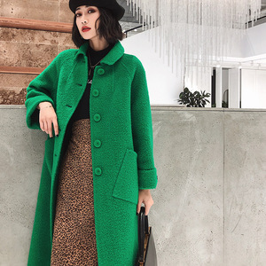 绿色正品加厚保暖双面羊绒大衣女中长款韩版羊毛气质显瘦冬季外套