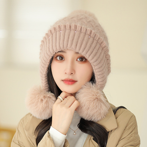 毛线帽甜美可爱保暖韩版针织女冬加绒雷锋冬天圆脸适合的帽子冬季