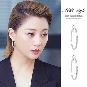 正青春殷桃林睿同款耳环2021年新款潮法式耳钉女圈圈耳饰耳扣耳圈