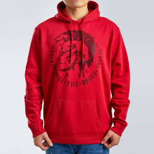 diesel迪赛正品现货连帽卫衣孤品红色莫西干头像 00shep 0catk 04