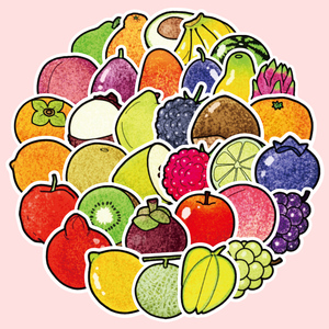 40张手绘水果手账贴纸装饰小图案可爱清新水彩手帐素材pvc防水diy贴画