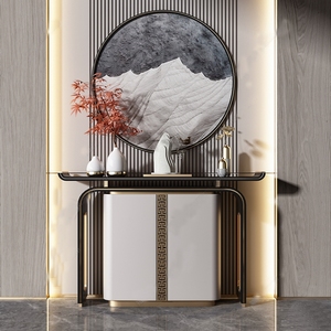 新中式玄关柜轻奢艺术玄关台现代入户实木条案供桌隔断简约端景台