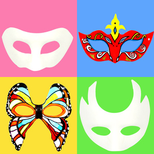 创意面具儿童绘画纸浆脸谱手工diy手绘涂鸦幼儿园假面舞会道具