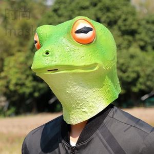 青蛙头套乳胶头罩万圣节面具抖音直播道具网红面罩搞怪动物绿头怪
