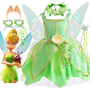 六一儿童万圣节演出花仙子小叮当公主裙绿色森林小精灵表演礼服装