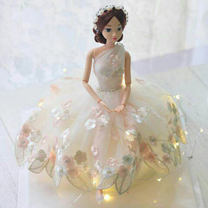 娃娃婚礼蛋糕烘焙摆件关节婚纱女孩公主玩具蛋糕娃娃烘焙模型